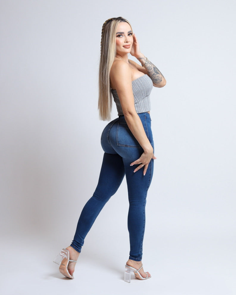Skinny jeans corte colombiano azul claro