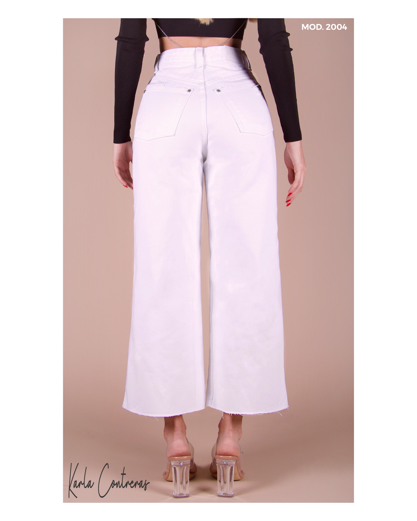 Jeans culotte, blanco roto, 1 boton.