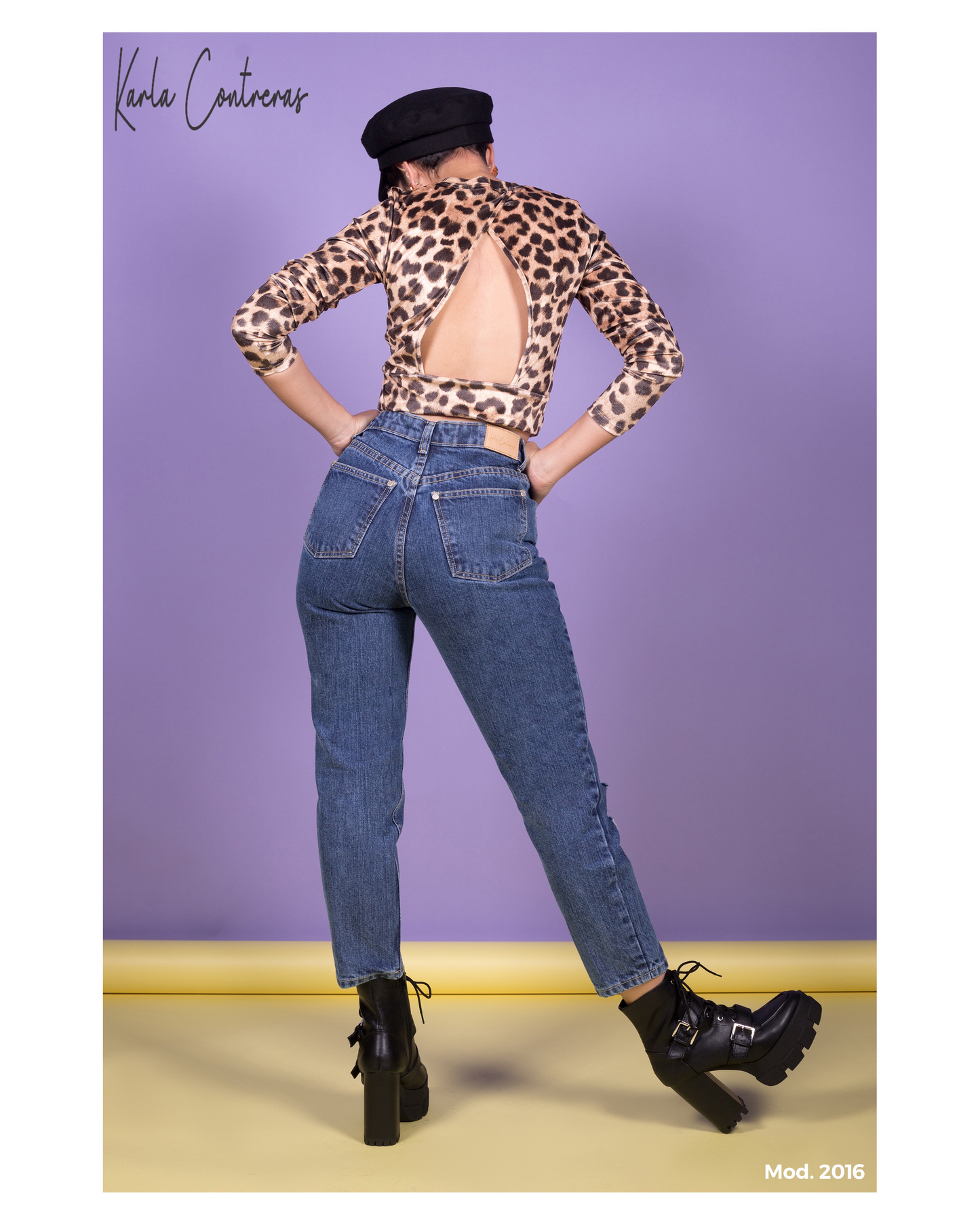 Jeans momfit con roturas, azul 1 boton.