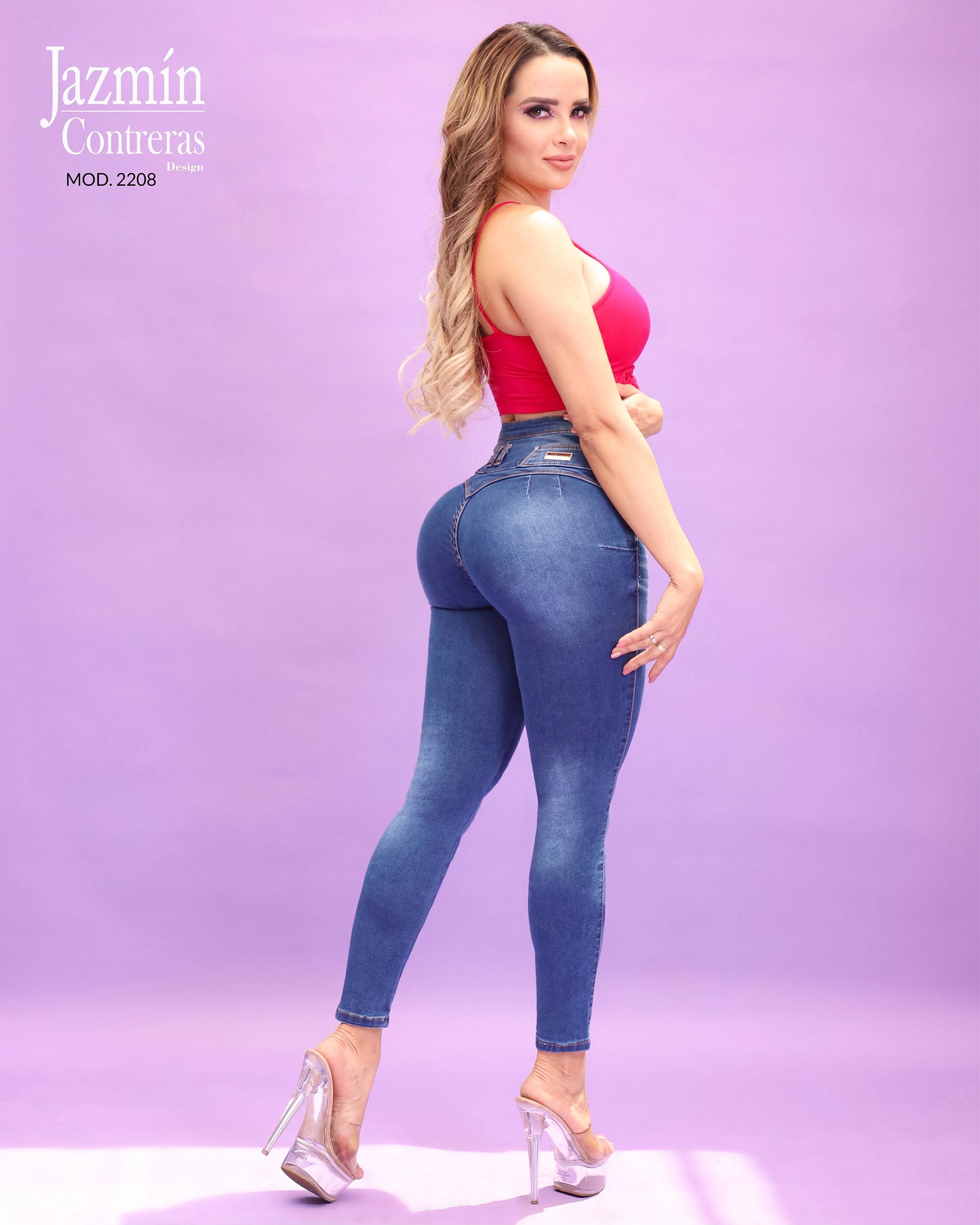 Jeans corte colombiano, botones color oro