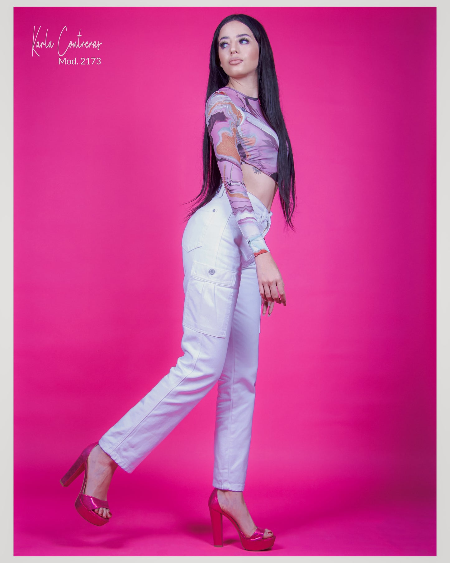 Jeans cargo, blanco. Momfit.
