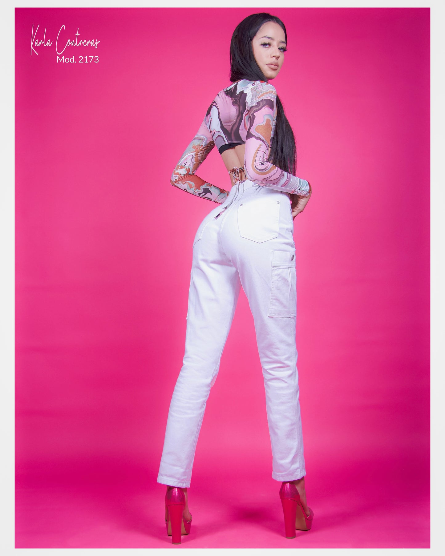 Jeans cargo, blanco. Momfit.