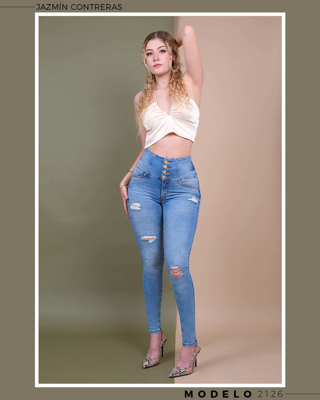 Jeans corte colombiano, con roturas