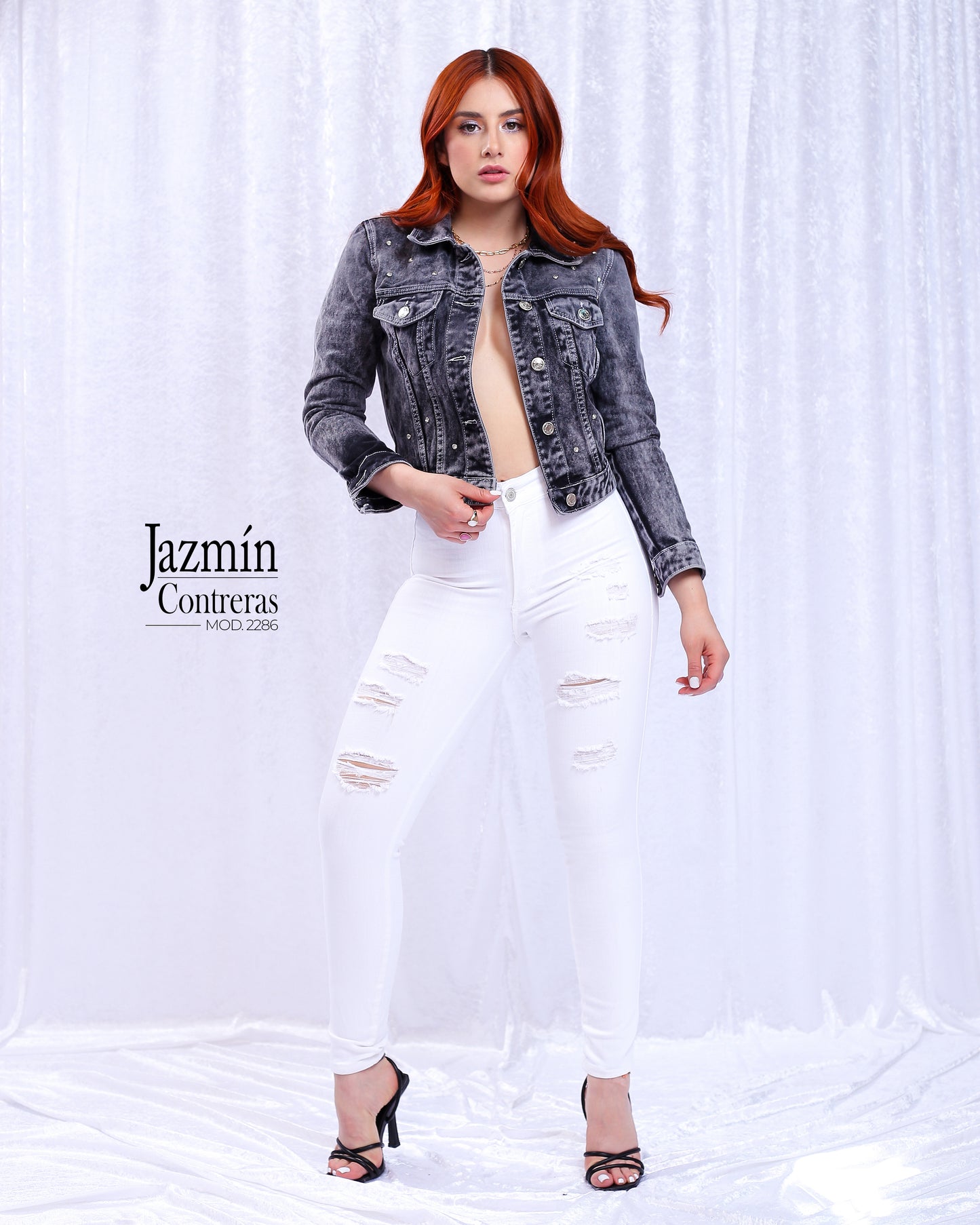 Jeans corte colombiano, blanco, con roturas