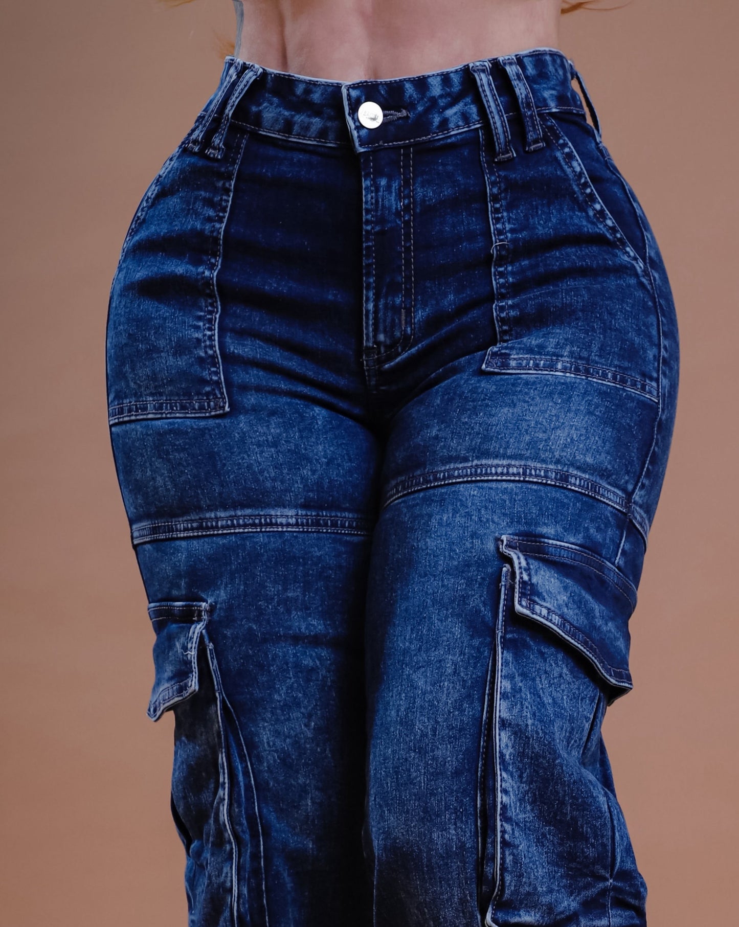 Jeans Cargo Recto, Corte Colombiano, Mezclilla strech.