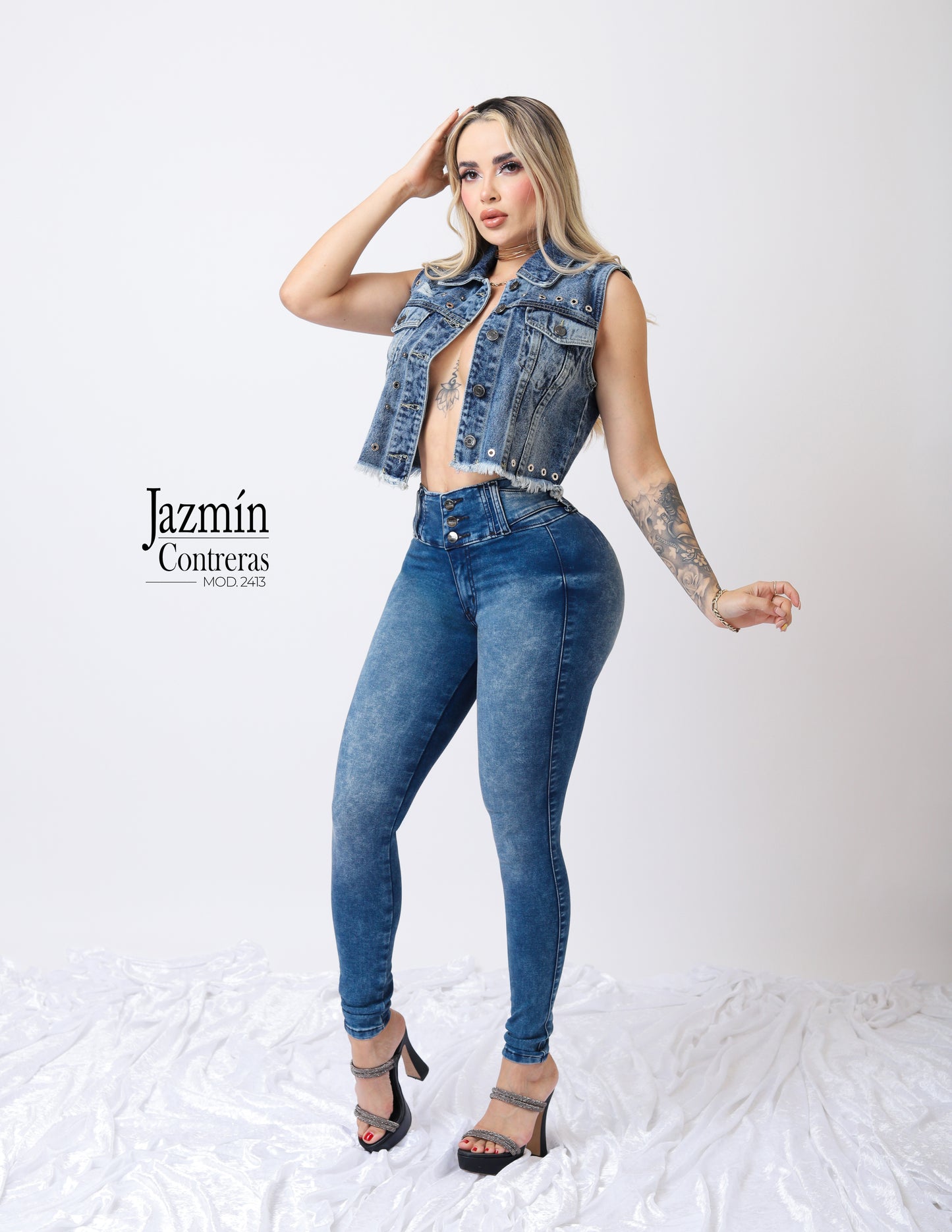 Jeans corte colombiano, azul oscuro marmol