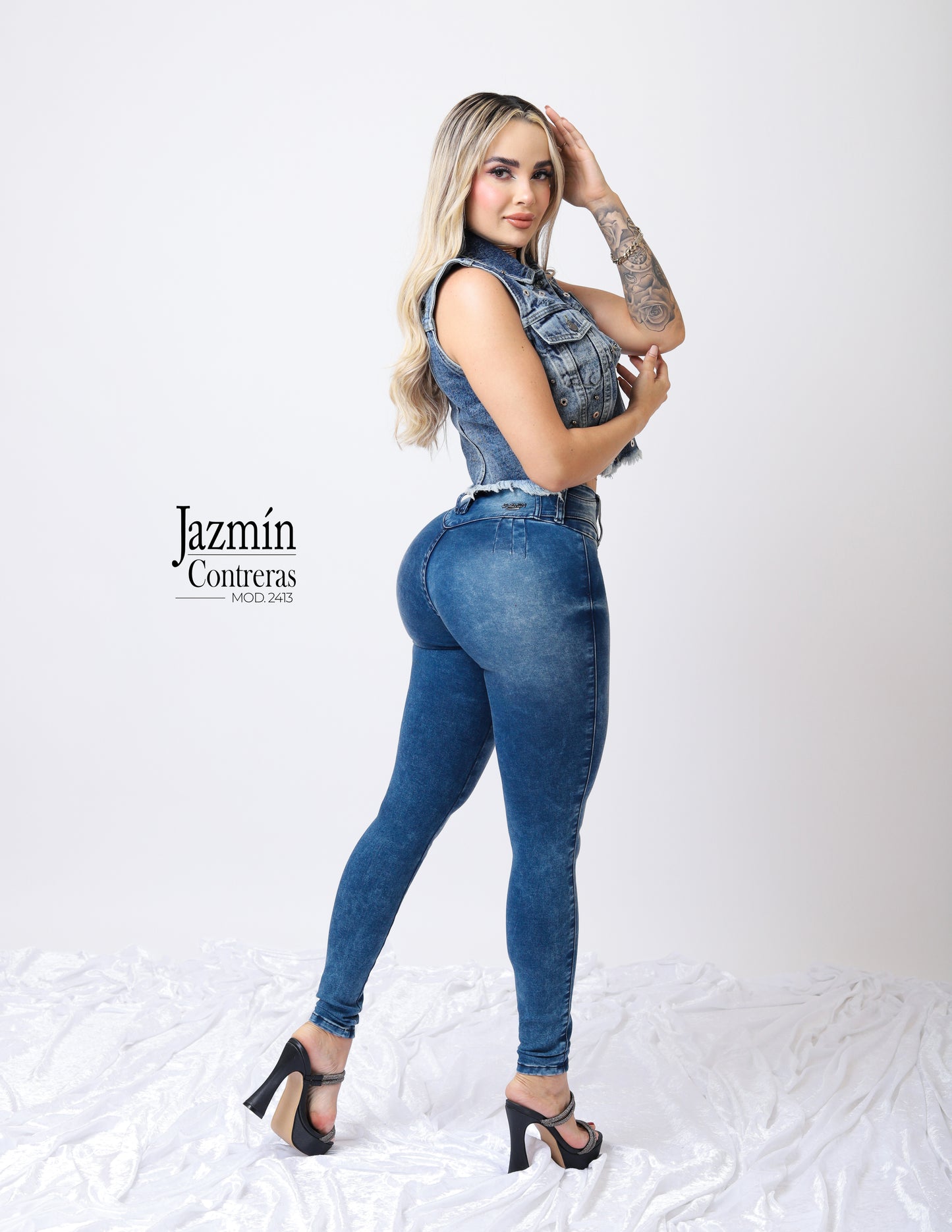Jeans corte colombiano, azul oscuro marmol