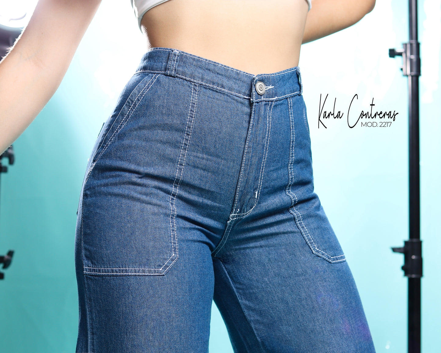 Jeans Wide Leg. Mezclilla Rigida.
