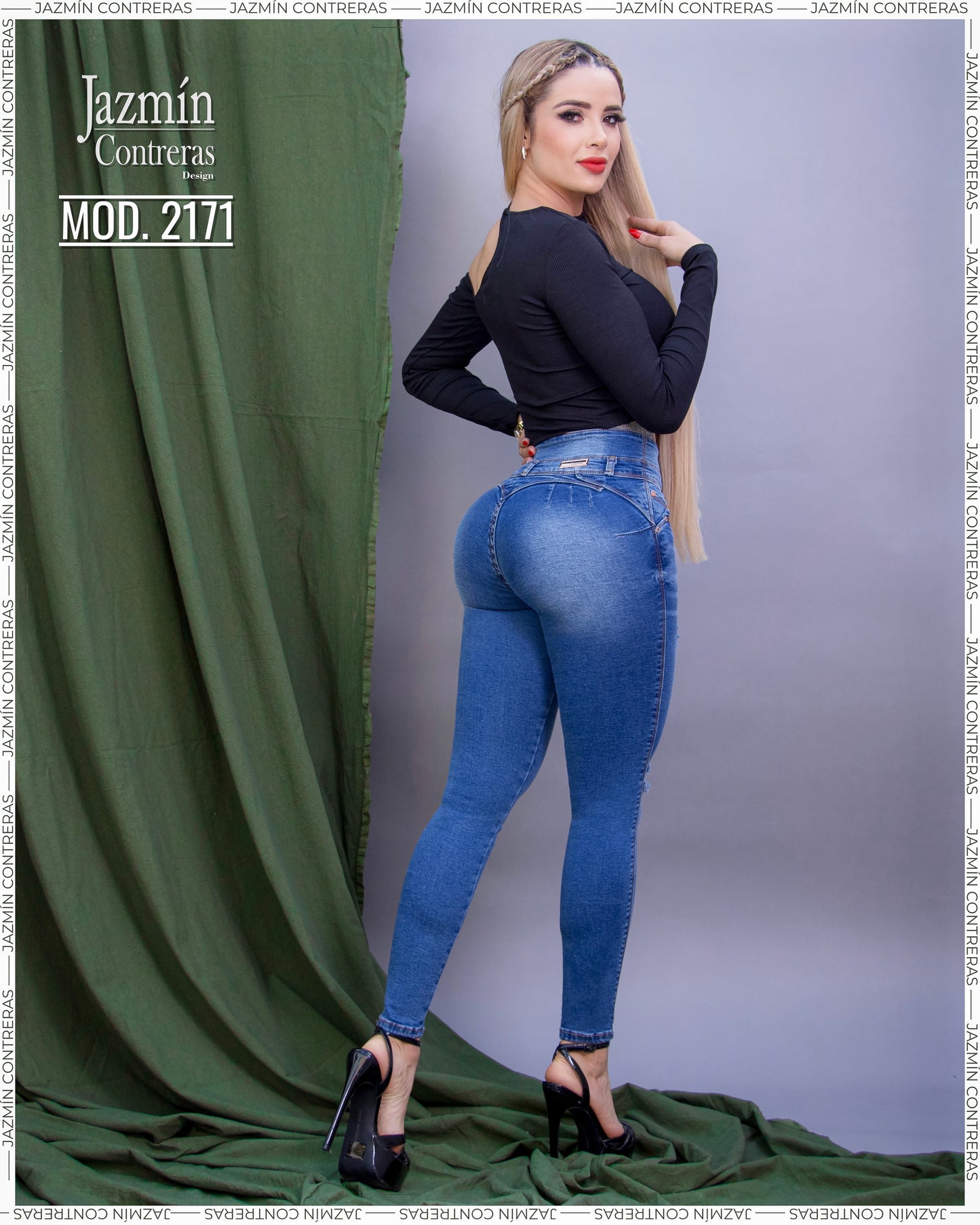 Jeans corte colombiano, azul oscuro con roturas