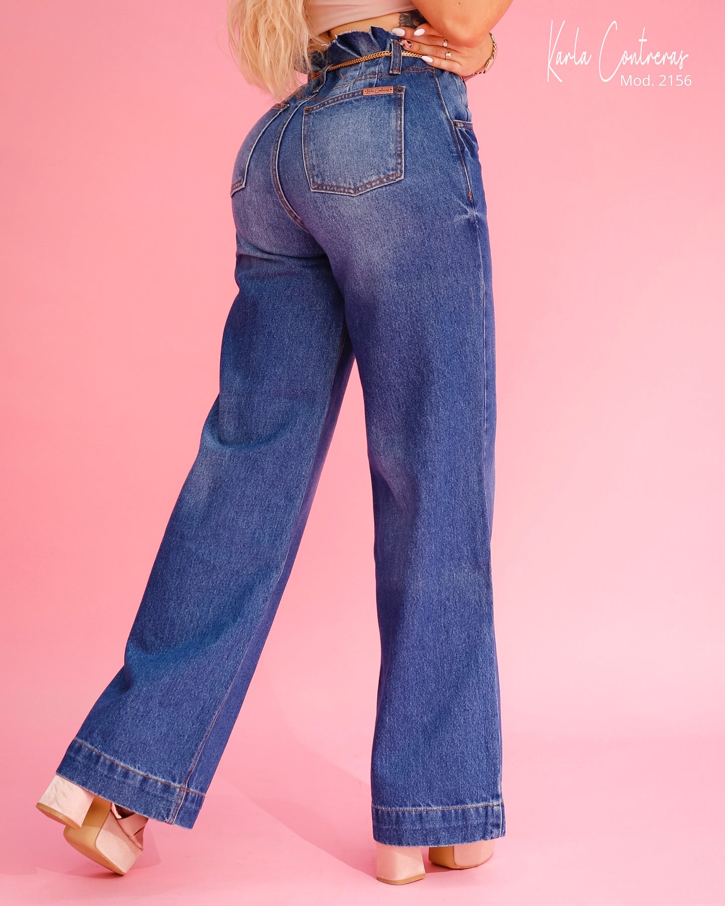 Jeans Wide Leg, sin pretina, 1 boton.