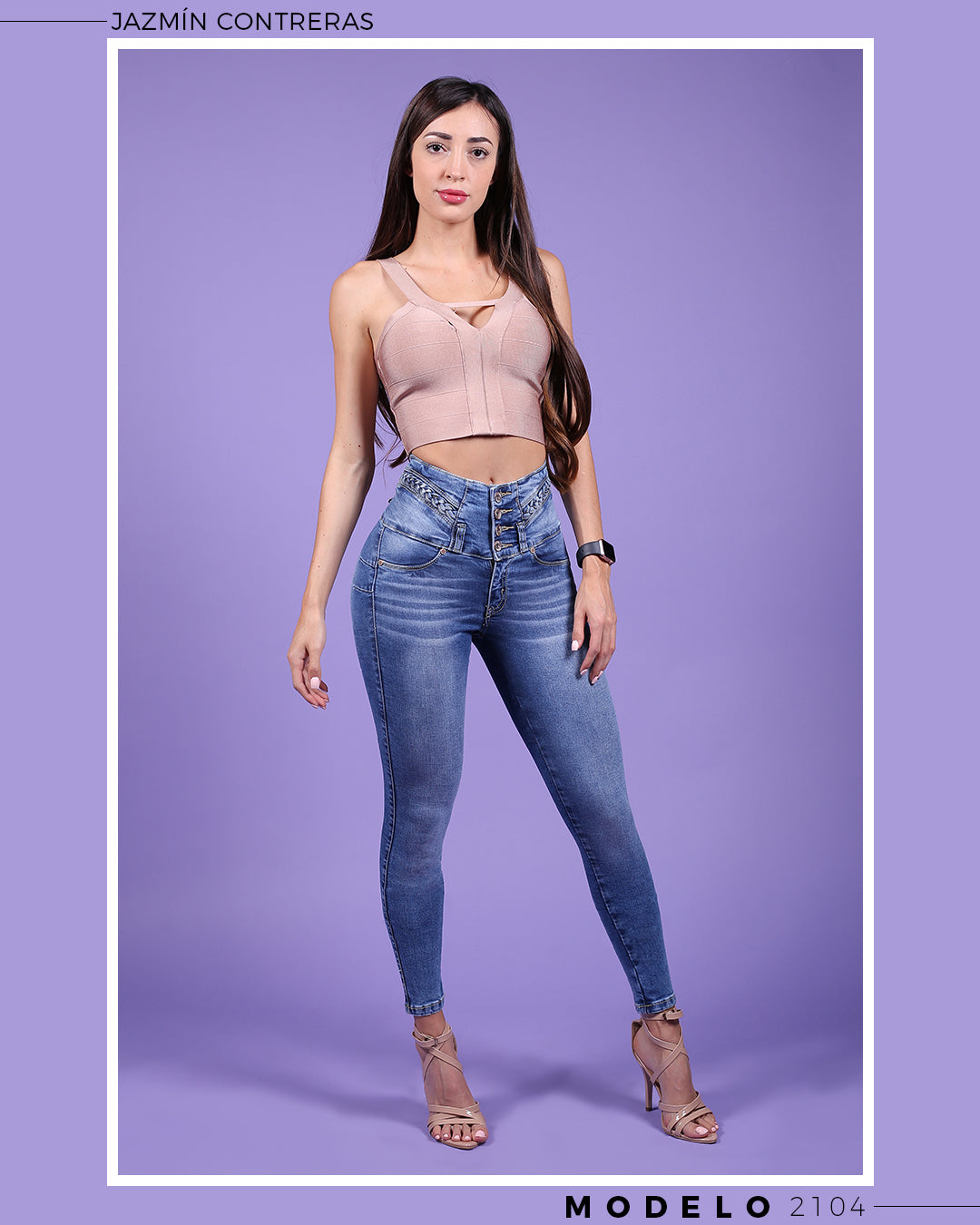Jeans corte colombiano, con trenza en pretina