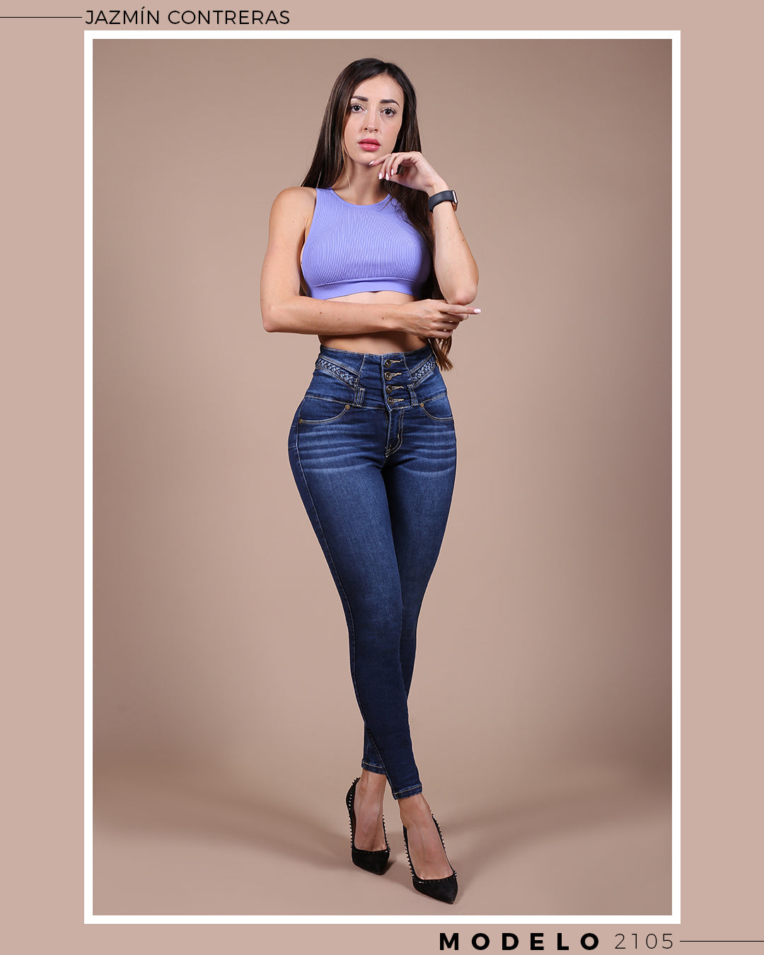 Jeans corte colombiano, con trenza en pretina