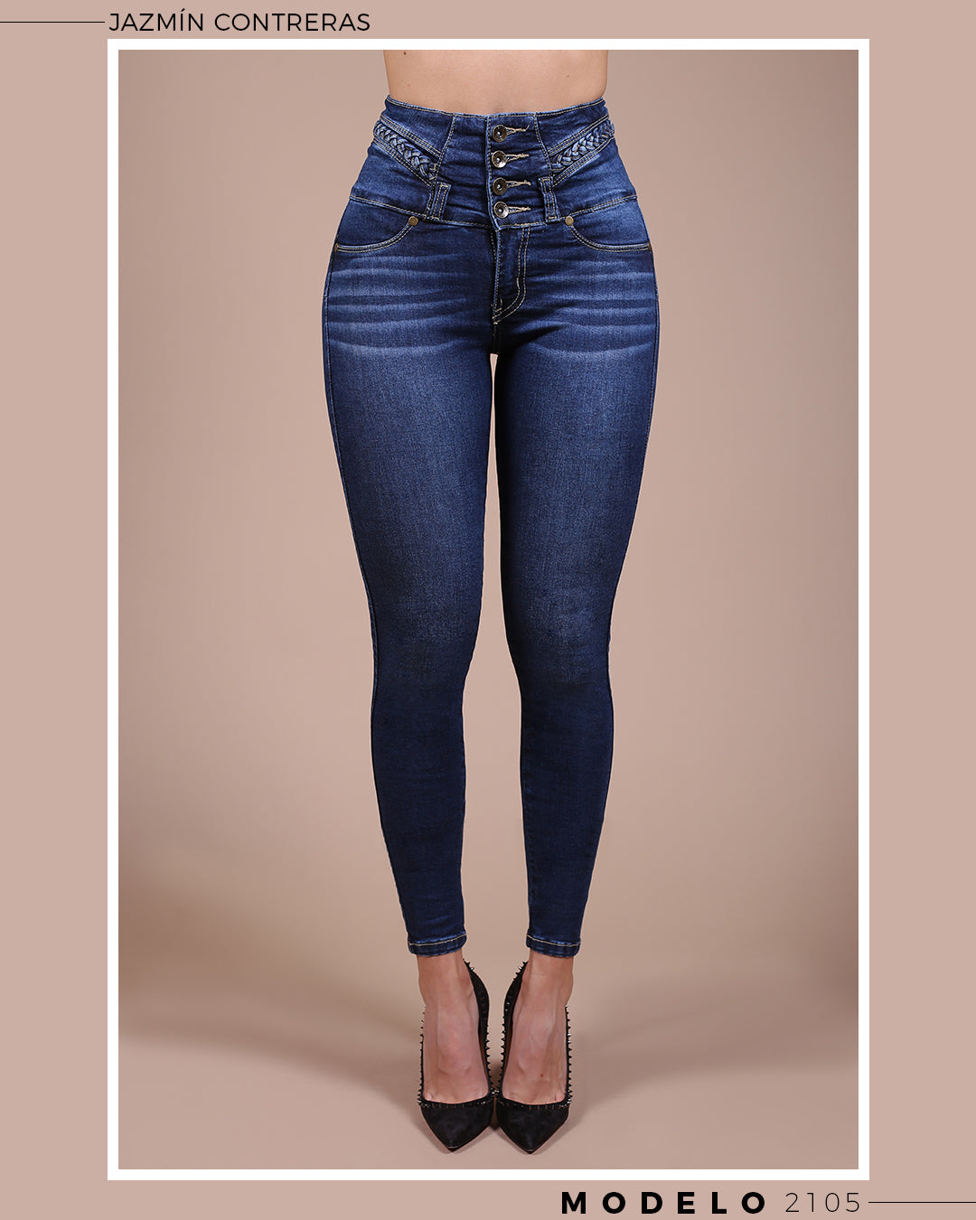 Jeans corte colombiano, con trenza en pretina