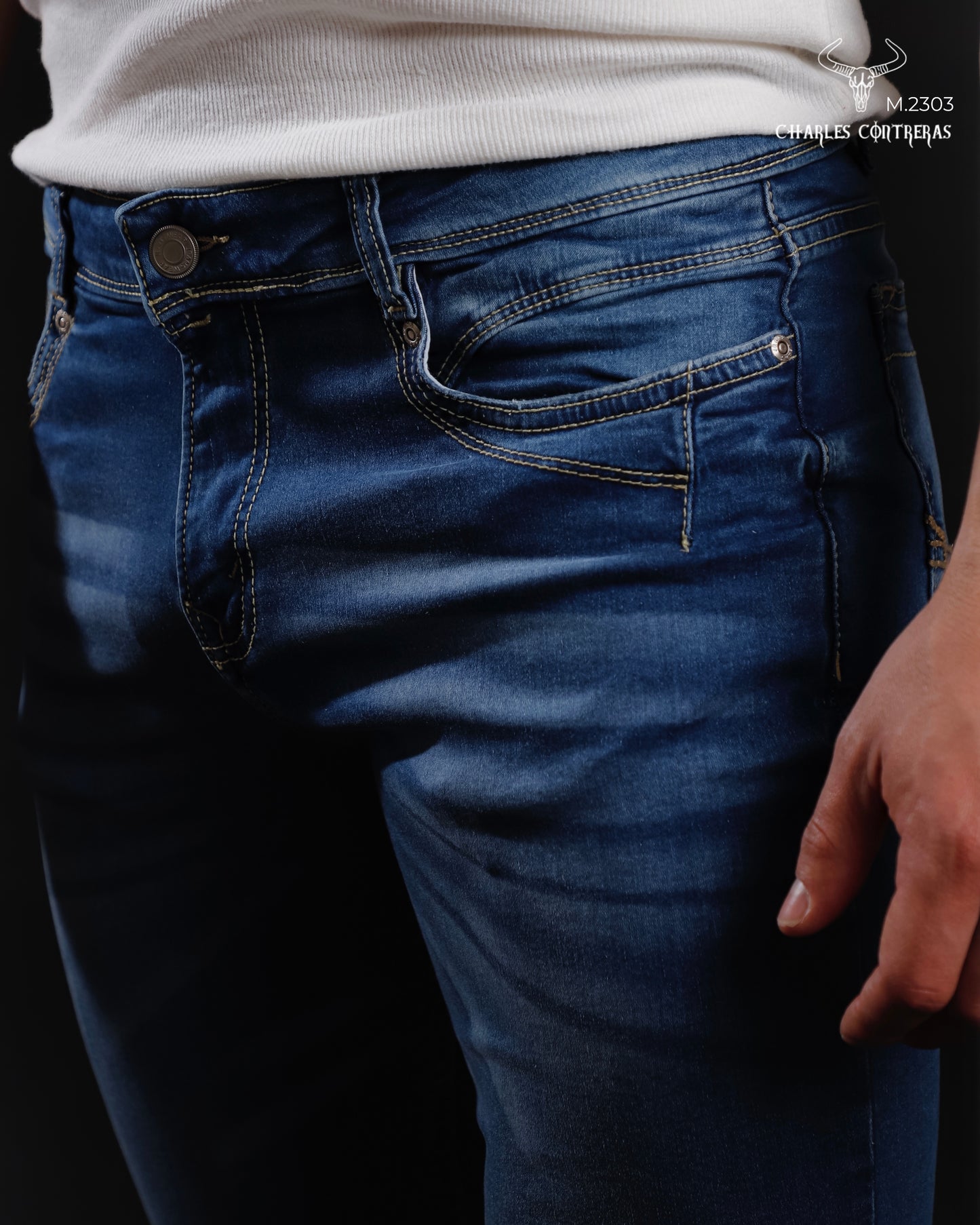 Jeans para caballero corte Slim, 1 botón.
