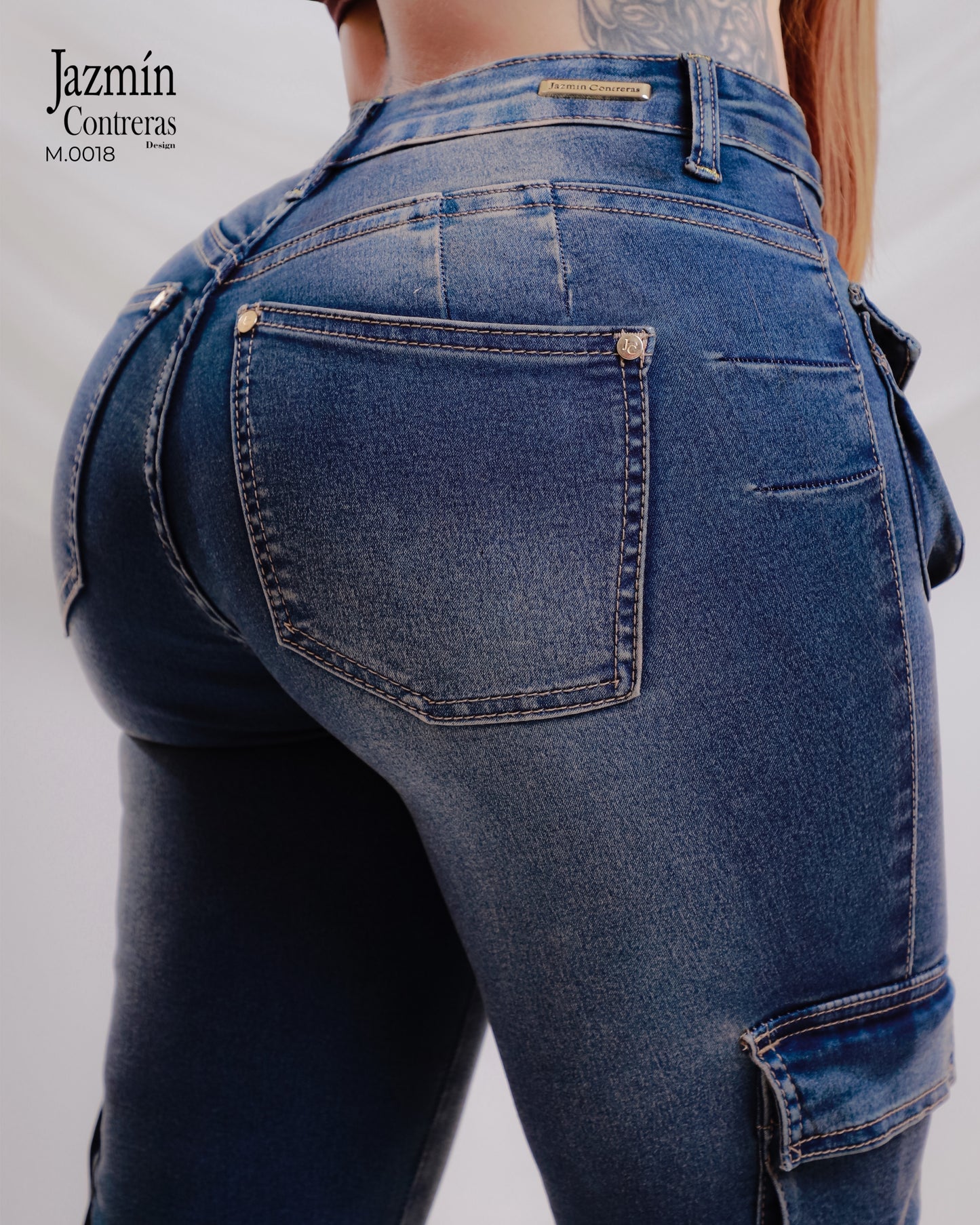 Jeans campana cargo, 1 boton, corte colombiano.