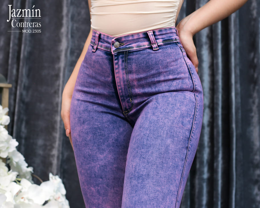 Skinny jeans corte colombiano rosa azul