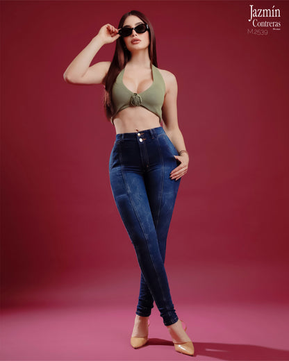 Jeans skinny azul mármol oscuro