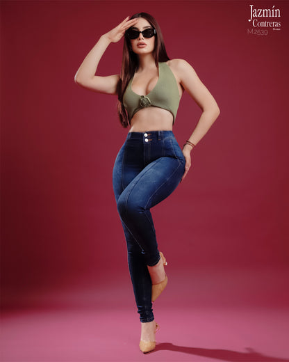 Jeans skinny azul mármol oscuro