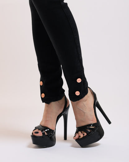 Jeans corte colombiano, 5 botones oro rosa