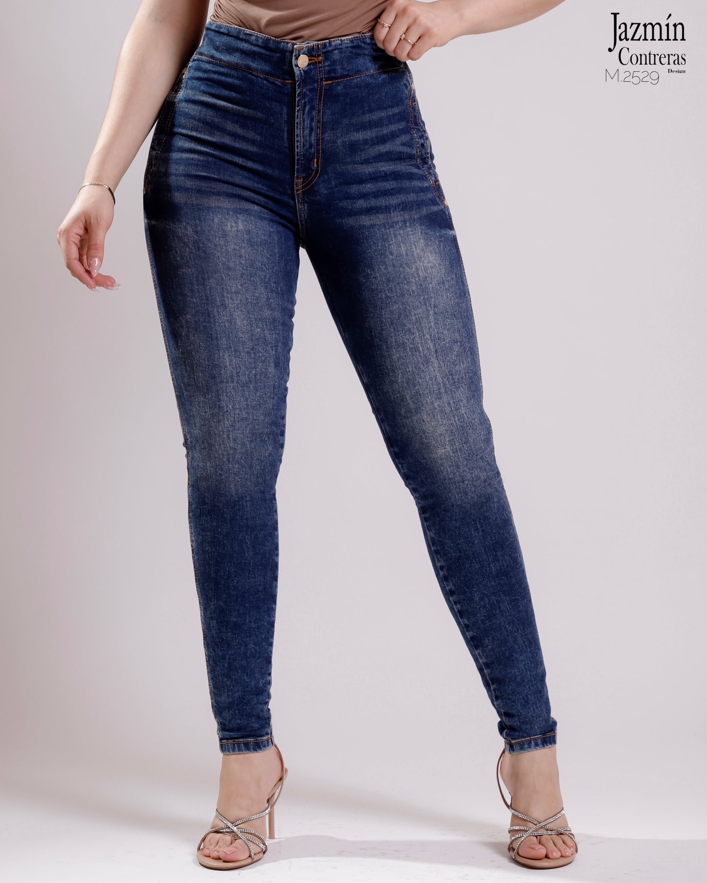 Jeans skinny con hebillas, azul oscuro.