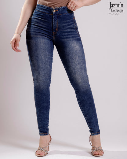 Jeans skinny con hebillas, azul oscuro.