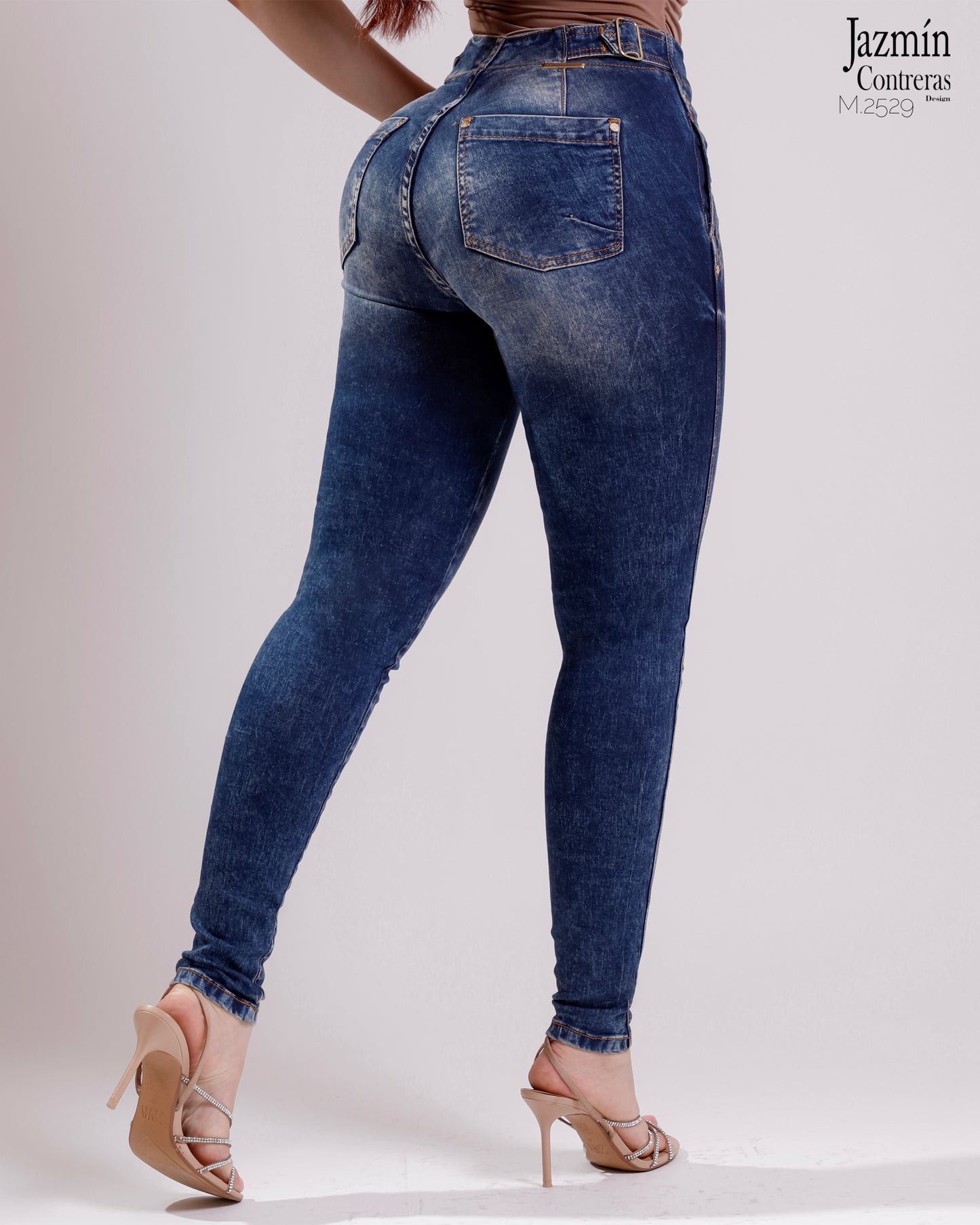 Jeans skinny con hebillas, azul oscuro.
