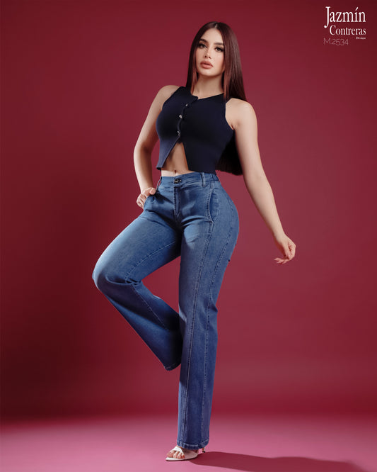 Jeans Wide Leg, con resorte.