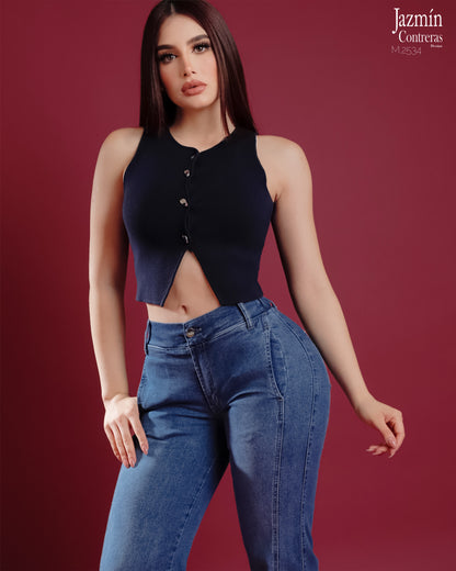 Jeans Wide Leg, con resorte.