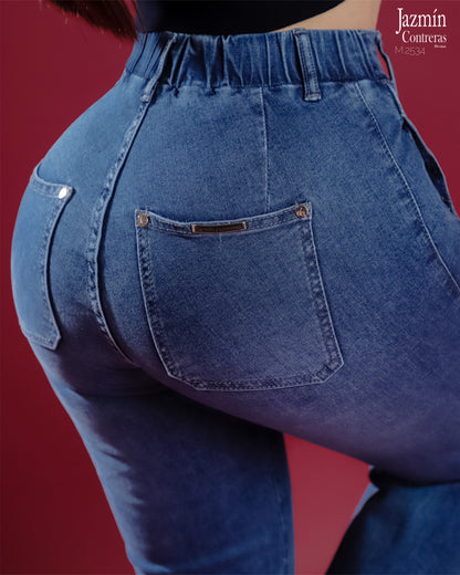 Jeans Wide Leg, con resorte.