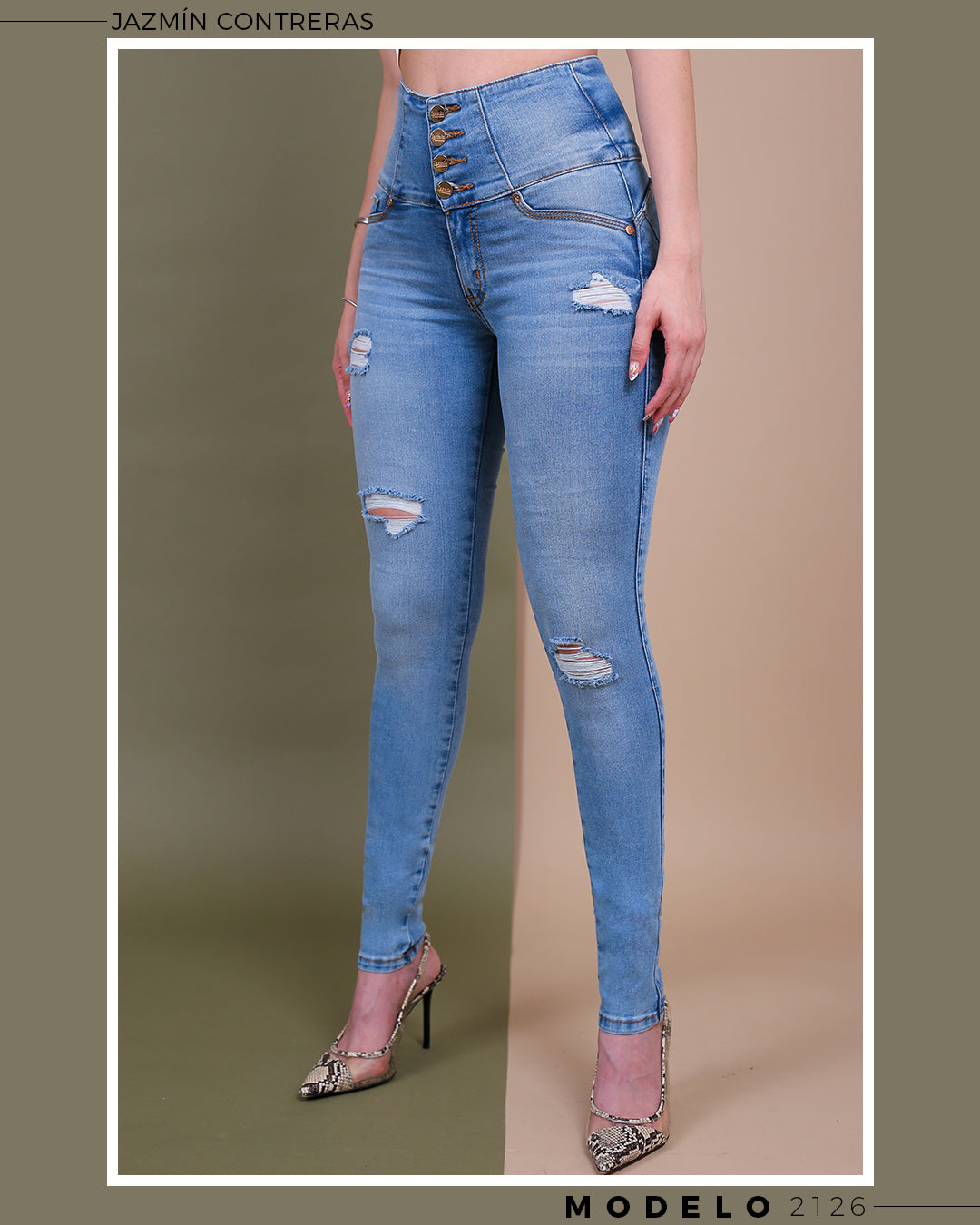 Jeans corte colombiano, con roturas