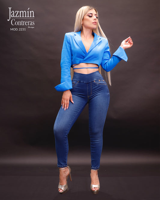 Jeans corte colombiano, leggings, sin botón, sin bolsas traseras