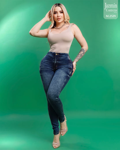 Jeans skinny con hebillas, azul oscuro.