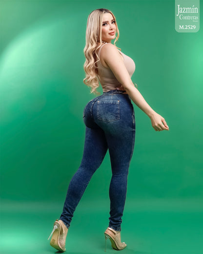 Jeans skinny con hebillas, azul oscuro.