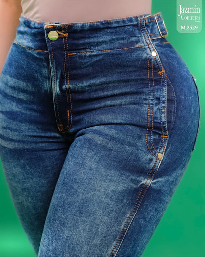 Jeans skinny con hebillas, azul oscuro.