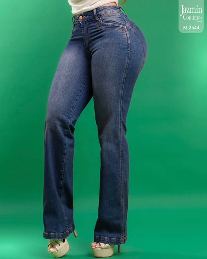 Jeans azul rosa, recto. Exclusivo en Contreras Denim.