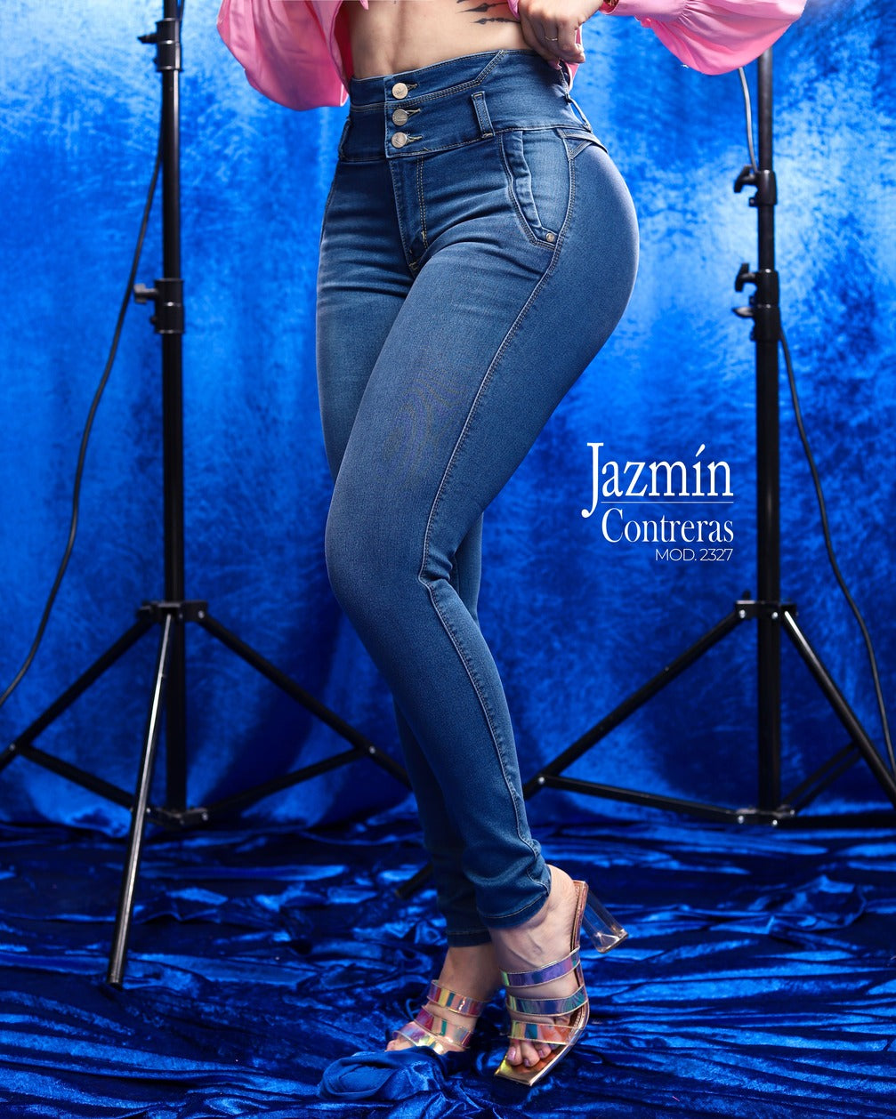 Skinny jeans tiro alto corte colombiano
