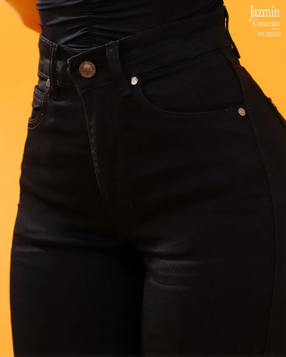 Jeans Wide Leg, negro, corte colombiano.