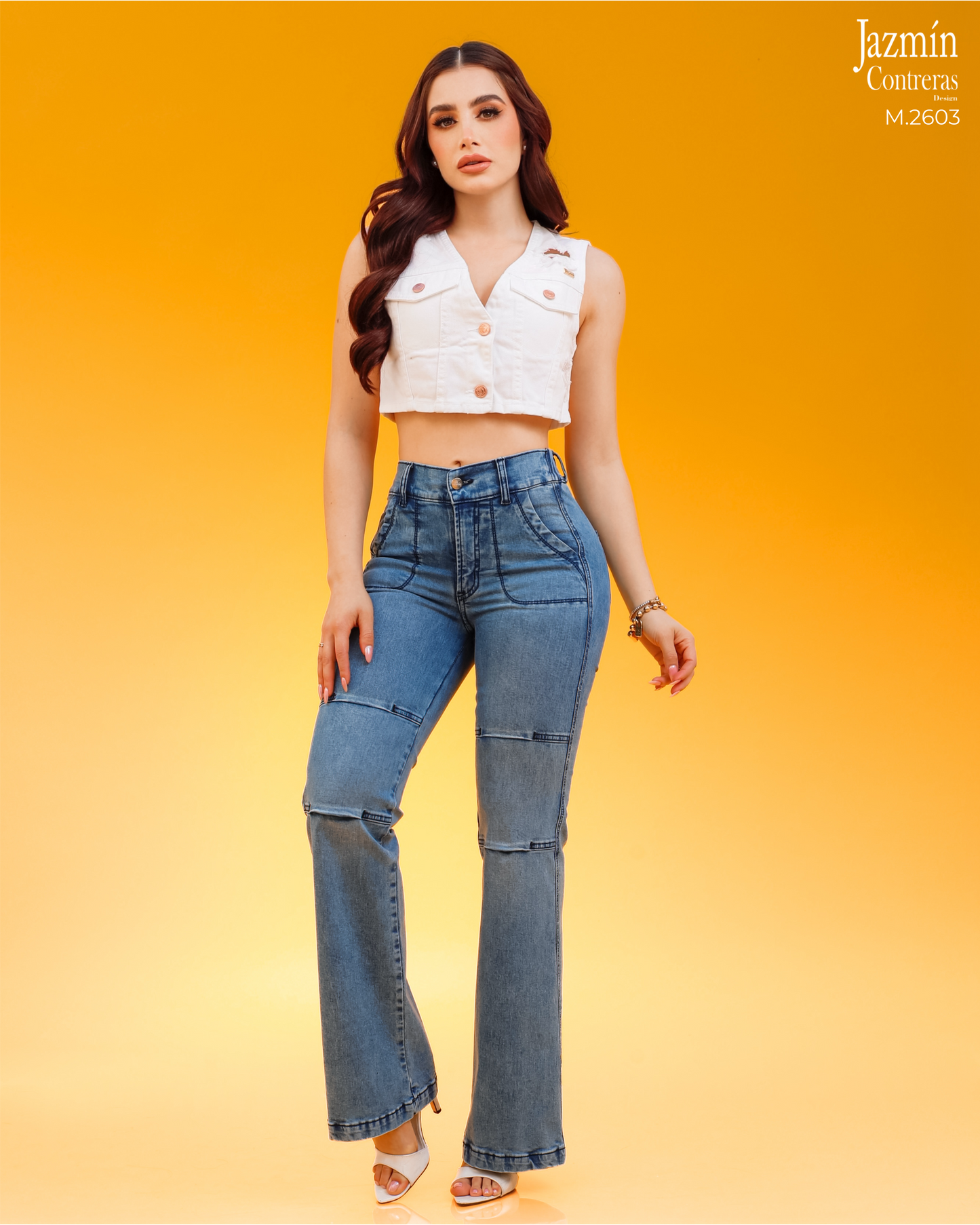 Jeans Wide Leg con resorte. Corte Colombiano.