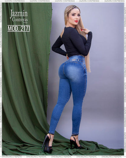 Jeans corte colombiano, azul oscuro con roturas