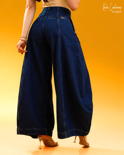 Jeans barrel amplio azul.