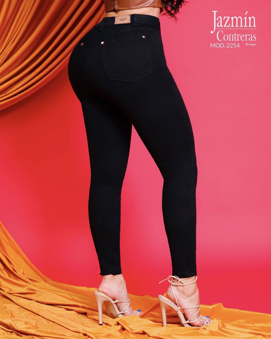 Jeans corte colombiano, tiro alto, 1 botón