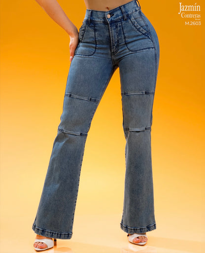 Jeans Wide Leg con resorte. Corte Colombiano.