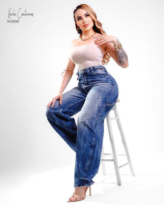 Jeans balloon, ajustable.