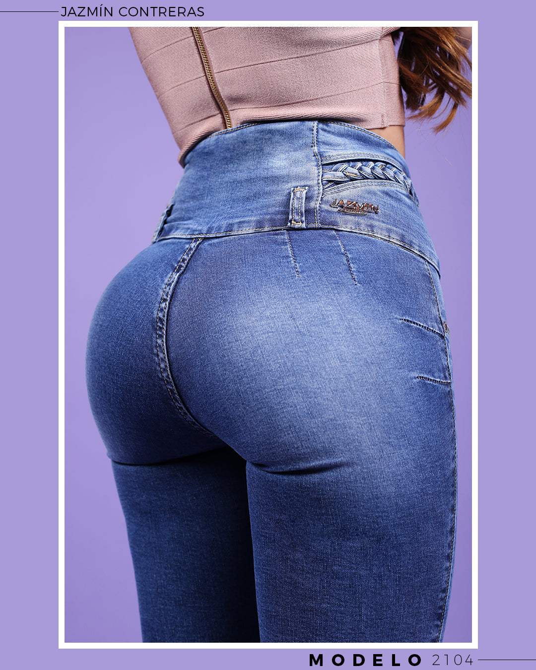 Jeans corte colombiano, con trenza en pretina
