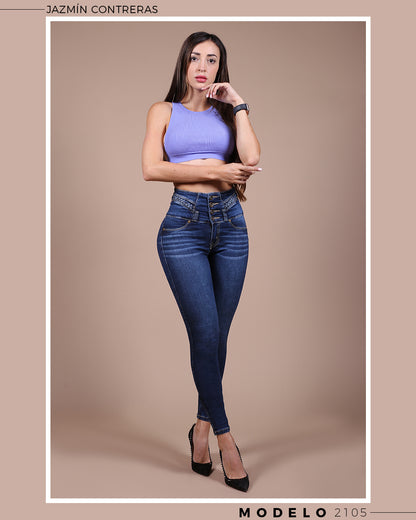 Jeans corte colombiano, con trenza en pretina