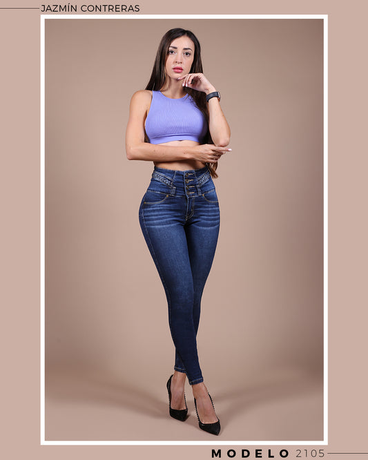Jeans corte colombiano, con trenza en pretina