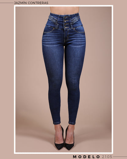Jeans corte colombiano, con trenza en pretina