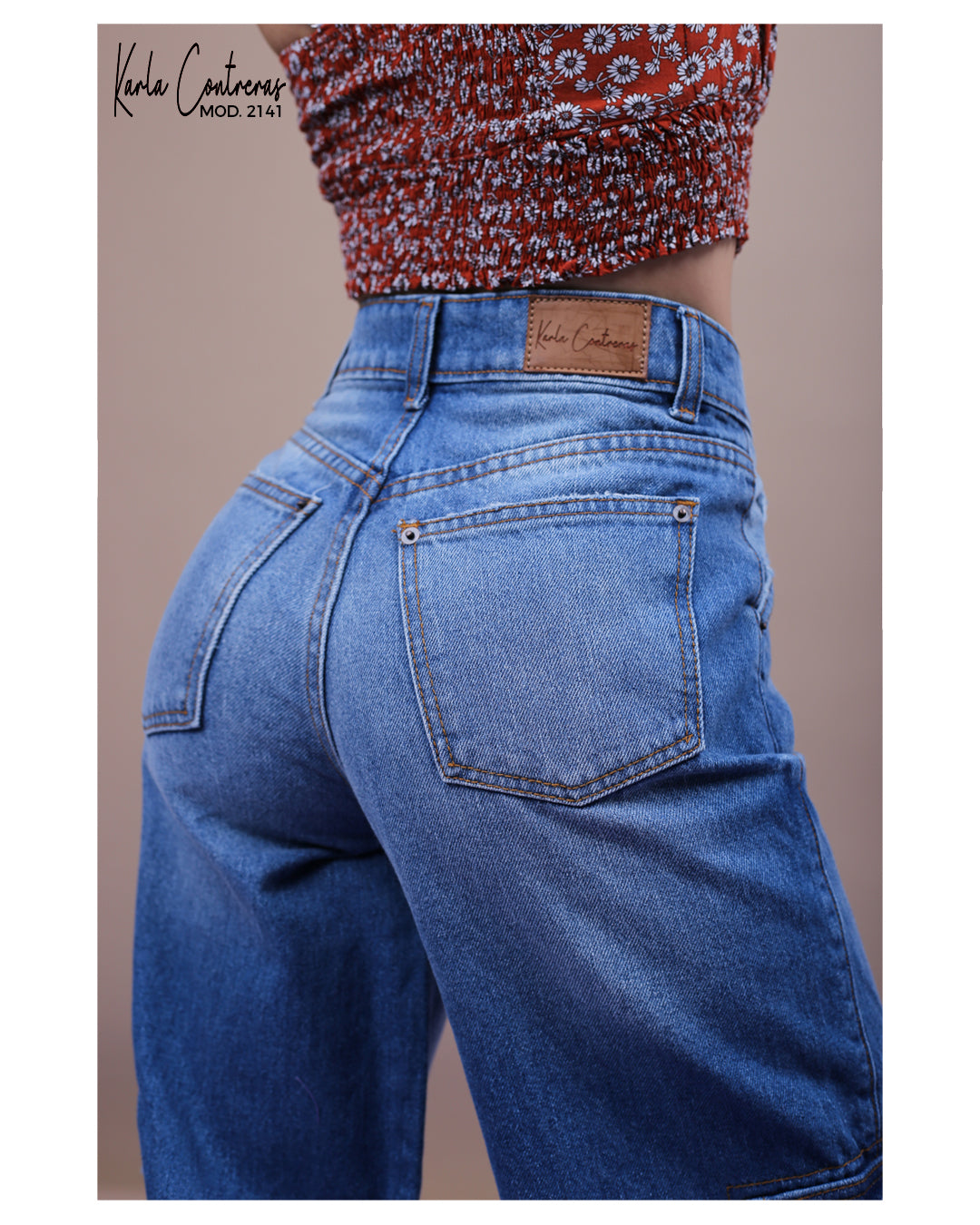 Jeans wide leg azul, cargo.