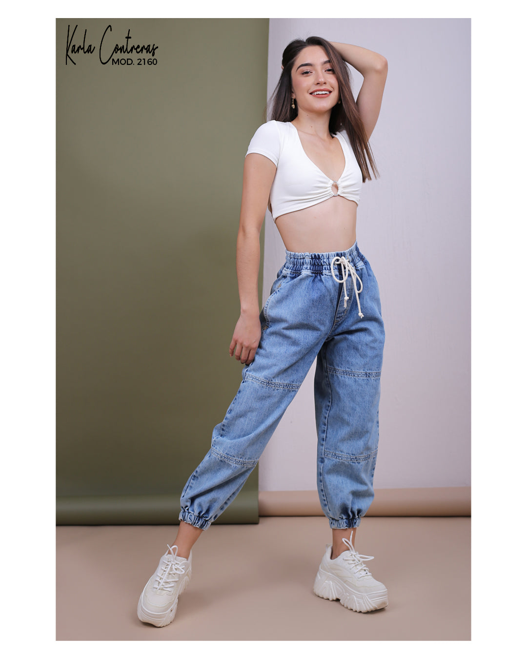 Jogger Oversize, azul marmol claro.