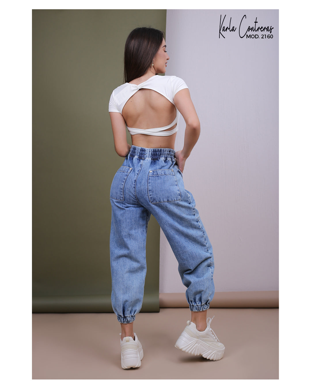 Jogger Oversize, azul marmol claro.